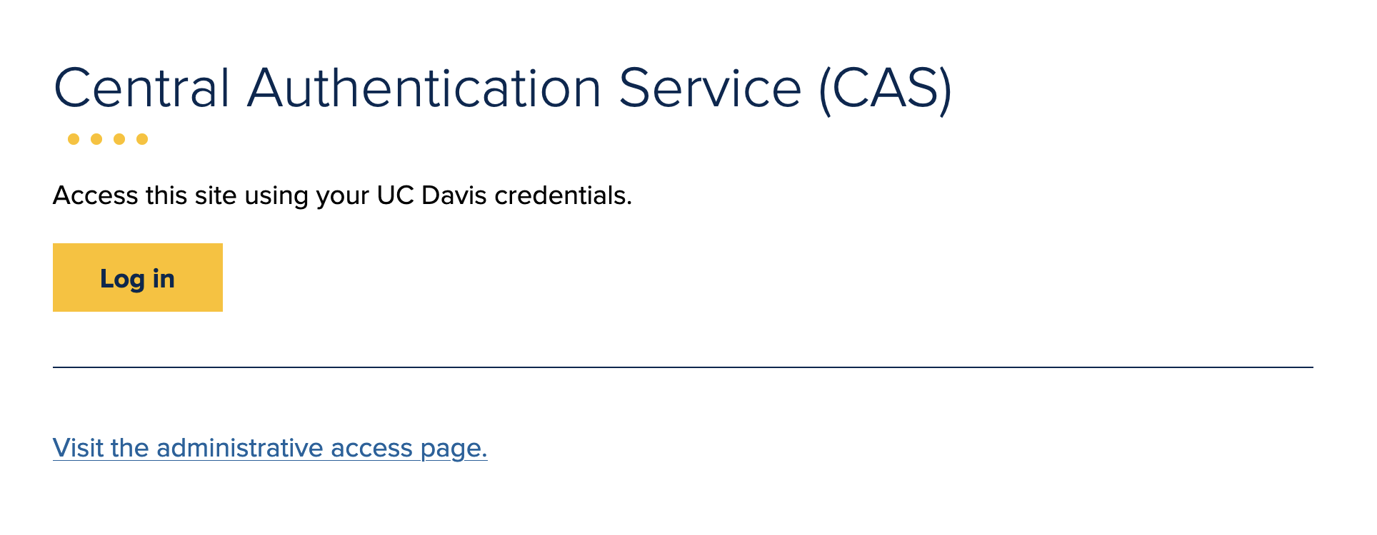 Central Authentication Service login interface with instructions and a yellow login button.